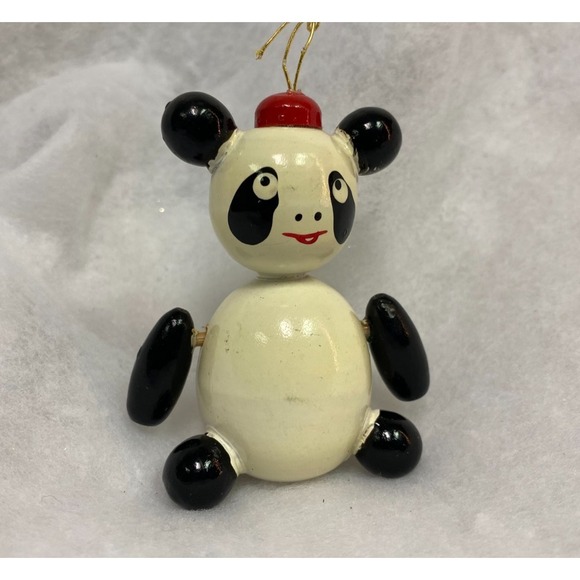 Kurt Adler Other - VTG 80's Kurt S.‎ ADLER Wooden Panda Bear Christmas ORNAMENT Movable Arms Japan